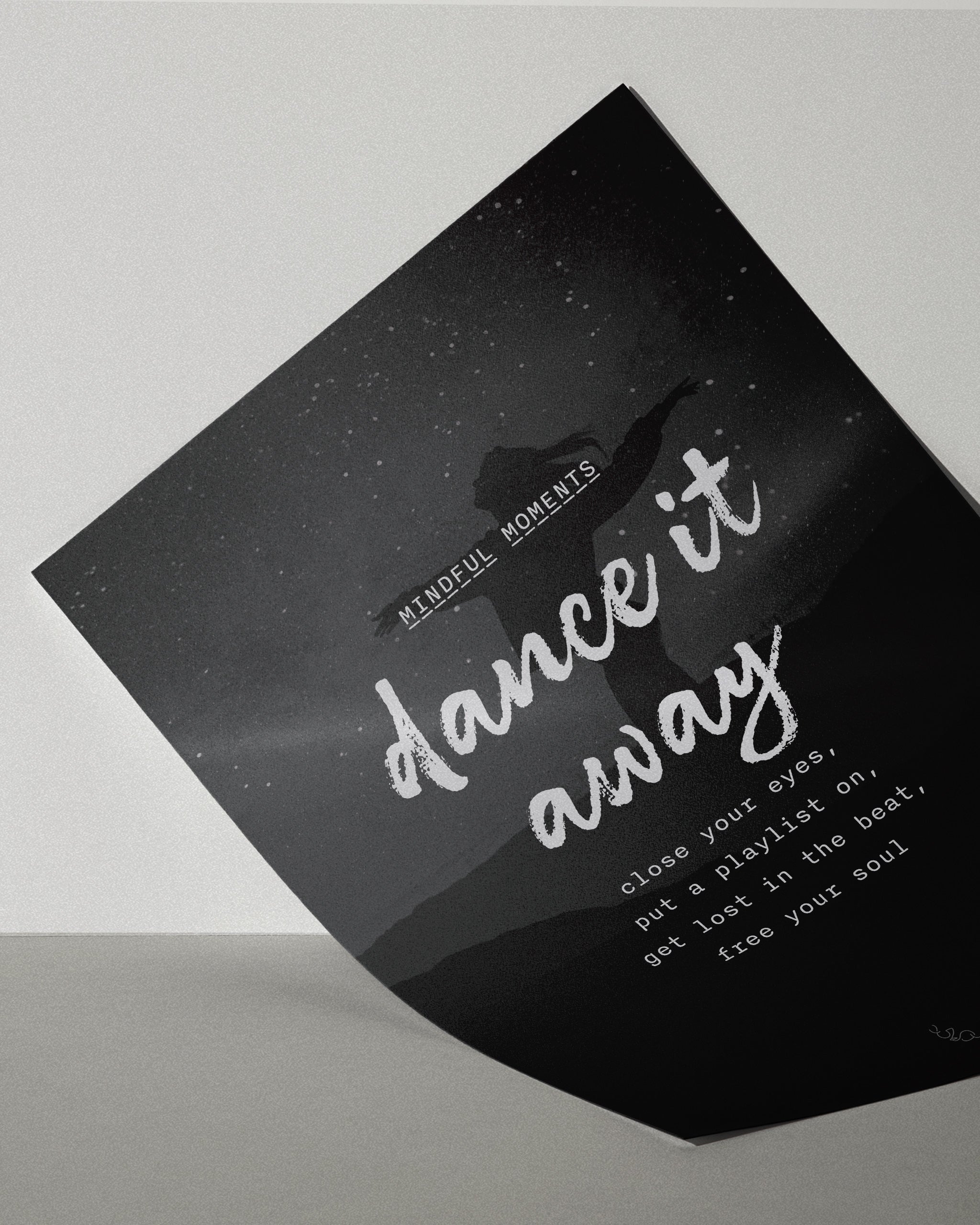 black white and grey dance wall art shown on a grey background
