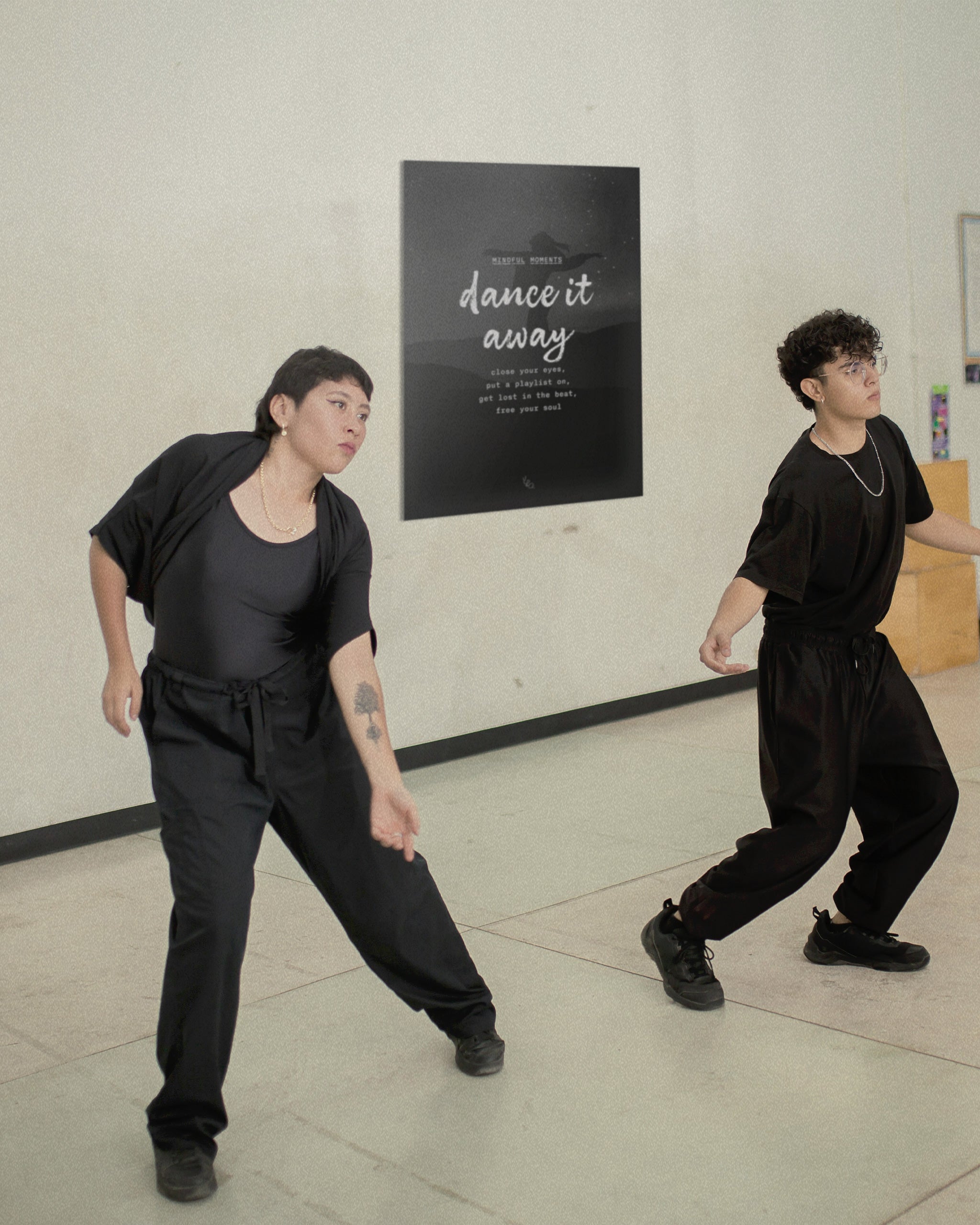 dance poster for mindfulness shown in a dance studio