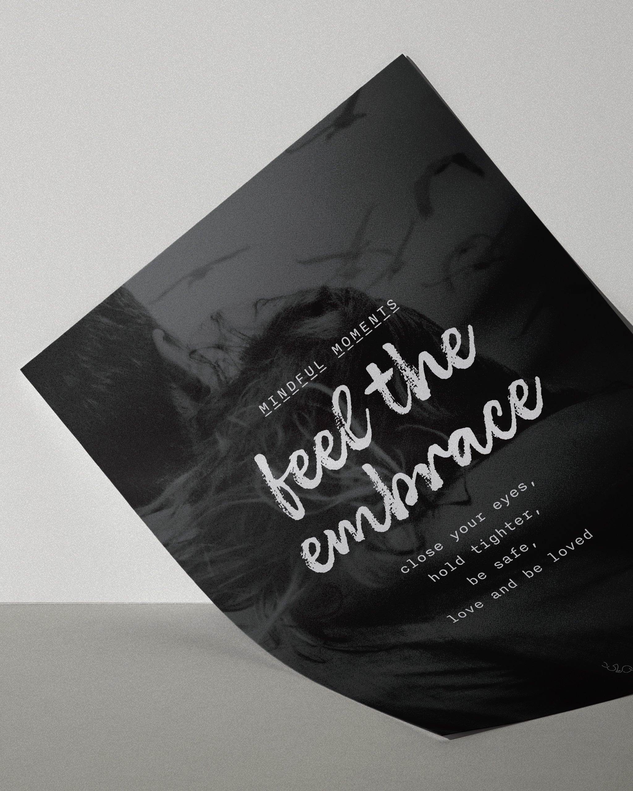 black white and grey love poster shown against a grey background