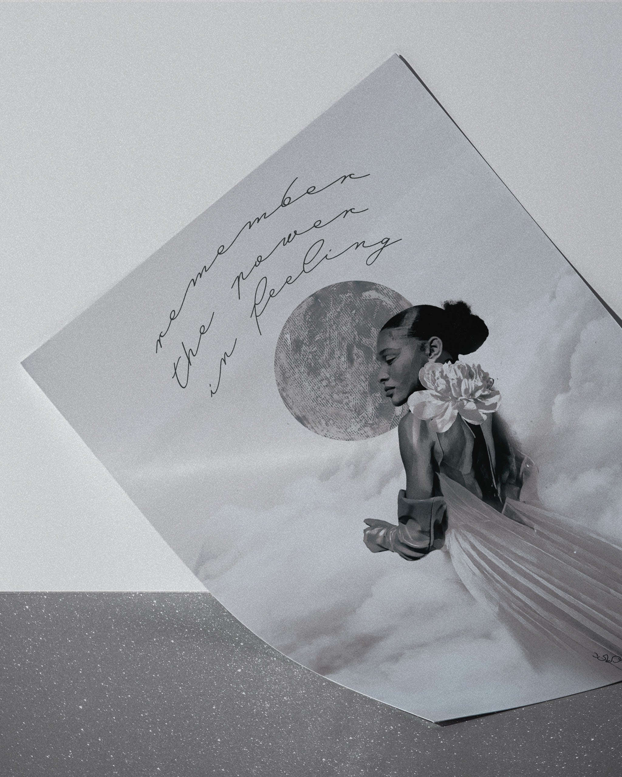 Female energy unique wall art of a woman and a moon in the background on a textured surface