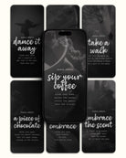 mindfulness iphone phone wallpapers collection, with the first wallpaper sip your coffee, shown on an iphone screen