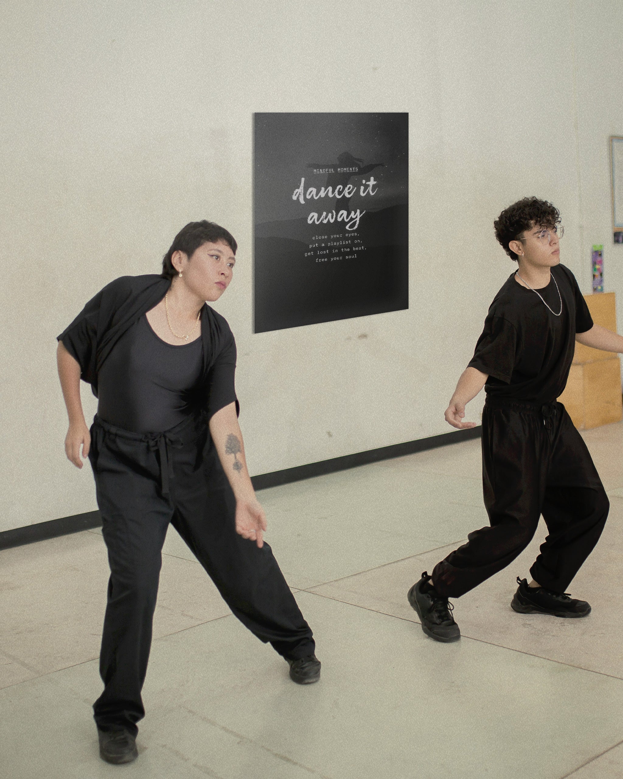 dance poster for mindfulness shown in a dance studio