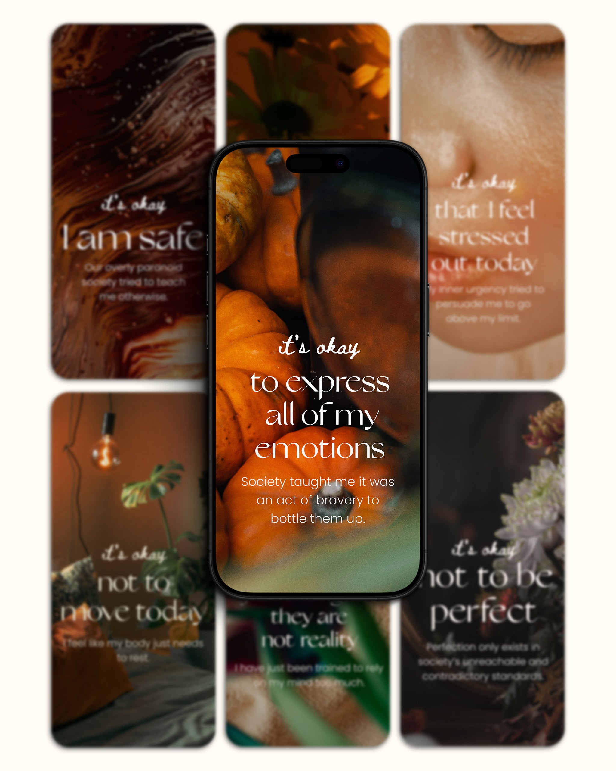 autumn self care wallpapers for phones bundle of 7 depicted