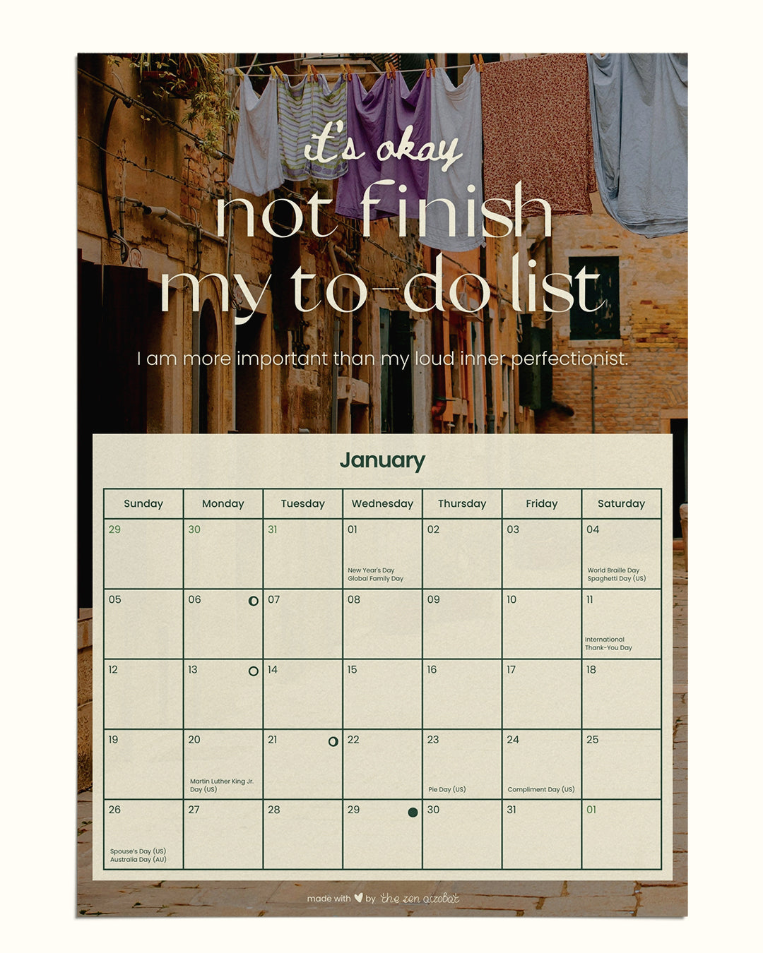 Printable Minimalist Self Care 2025 Calendar. Planner With Self Love Affirmations kawaii-motivation-self-care-2025-calendar-art-print-for-sale-by-marceline-smith-redbubble