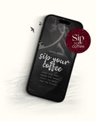 mindfulness moments screen saver for iphone sip your coffee, featuring a black and white image of coffee with the poem close your eyes, savour the taste, inhale the smell, hear the silence