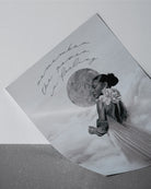 Female energy unique wall art of a woman and a moon in the background on a textured surface