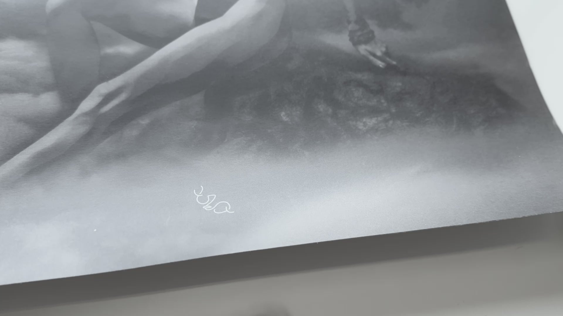 a close up of a female energy artwork of a woman sitting on a rock reaching toward the moon, the close up shows the details of the 200 GSM premium matte paper 